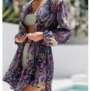 Anthropologie Paisley Floral Print Cover-up Tunic Dress Size X-Large NEW